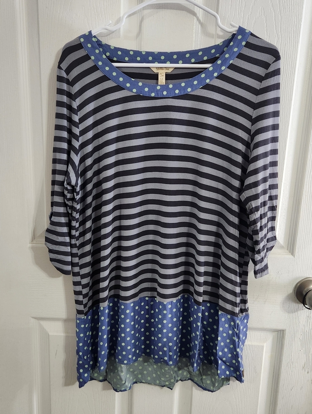 Matilda jane 3/4 sleeve stretchy blouse large craftcore kidcore twee polka dot